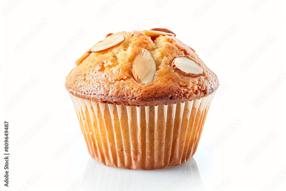 a muffin with almonds on top of it a muffin with almonds on top of it