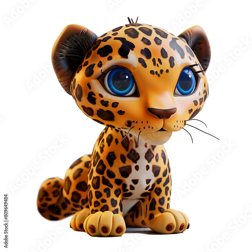 Realistic Cheetah cartoon Illustration . 3D leopard cartoon Character.