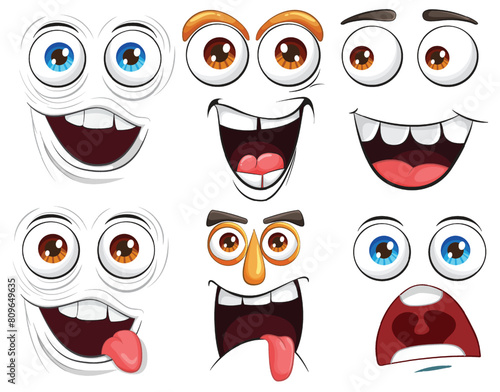 Collection of cartoon faces showing various emotions