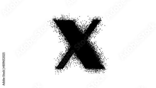 letter X with Spray Paint Drips, black isolated silhouette