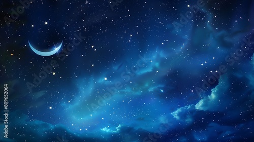Night Sky with Stars and soft Milky Way Universe as Background