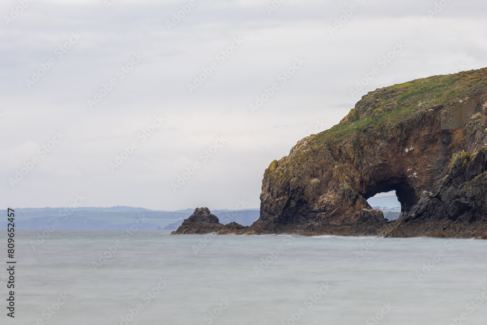 Sea stacks and sea arches on the Copper Coast, County Waterford, Ireland