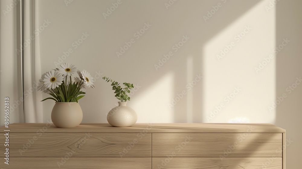 Wood cabinet chest of drawers home interior,blank wall design Wood cabinet chest of drawers home interior,blank wall design