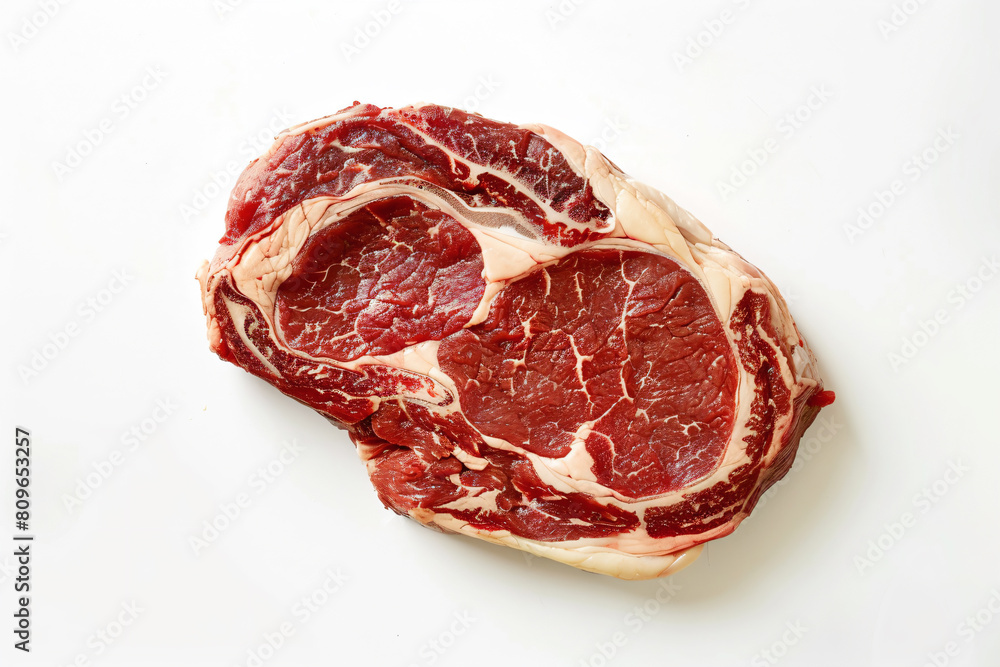 a piece of meat on a white surface a piece of meat on a white surface