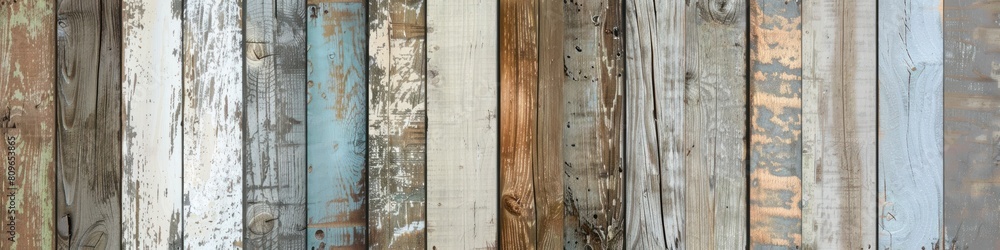 Background from a row of old wooden boards painted in different colors, cracked and worn Background from a row of old wooden boards painted in different colors, cracked and worn