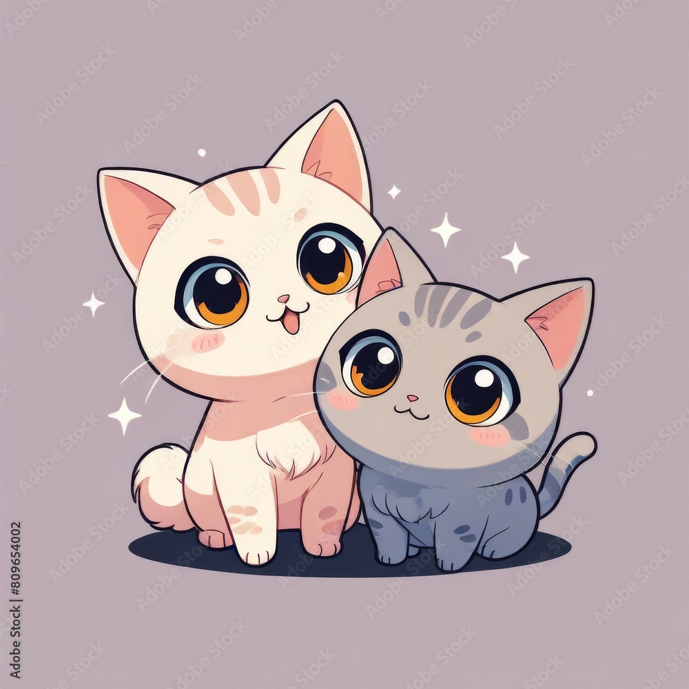 Obraz premium cute cat with big eyes in anime