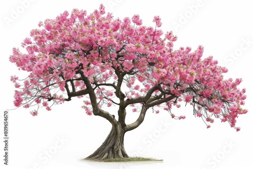 Japanese cherry blossom tree photo on white isolated background © Aditya