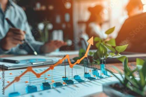 Step-by-Step Growth Graph with Stairs Arrows - Visual Strategy for Achieving Incremental Business Success. Beautiful simple AI generated image in 4K, unique.