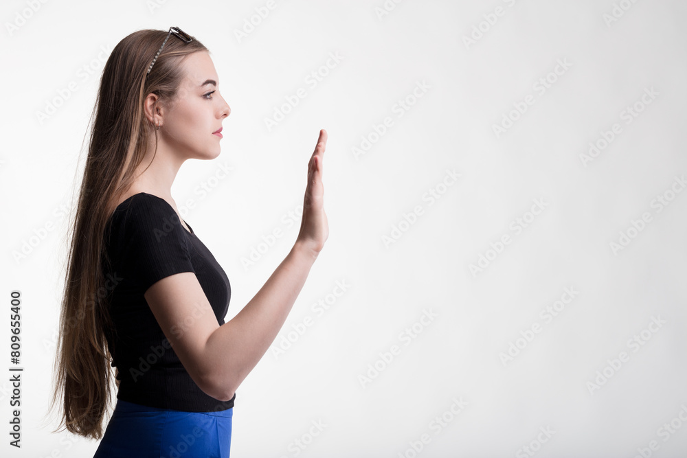Commanding respect, woman's stance declares personal limits Commanding respect, woman's stance declares personal limits