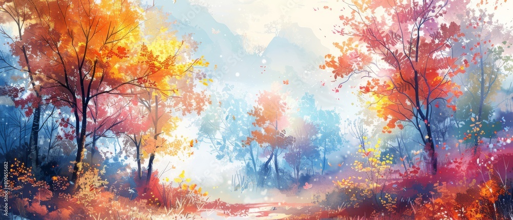 Watercolor style wallpaper a sense of wonder fills the air, as the beauty of nature unfolds in all its intricacy and splendor.