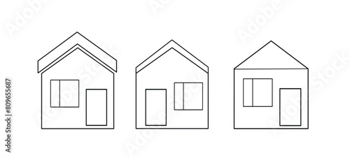 set of house icons, house, property, cottage, real estate, contour symbols of the house, flat vector illustration, logo