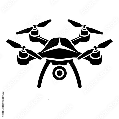 Drone icon with four propellers and landing gear, symbolizing modern aerial technology.