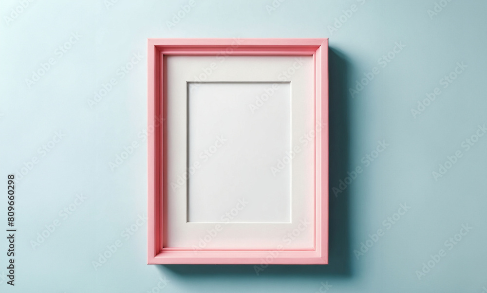 pink empty frame over a light blue backdrop pink empty frame over a light blue backdrop