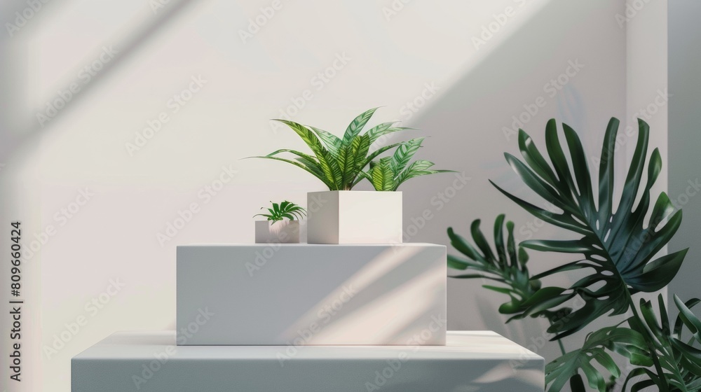 Eco-Friendly Minimalist Podium for Sustainable Banking - Bright Natural Light on White and Light Green Monochromatic Scheme Eco-Friendly Minimalist Podium for Sustainable Banking - Bright Natural Light on White and Light Green Monochromatic Scheme
