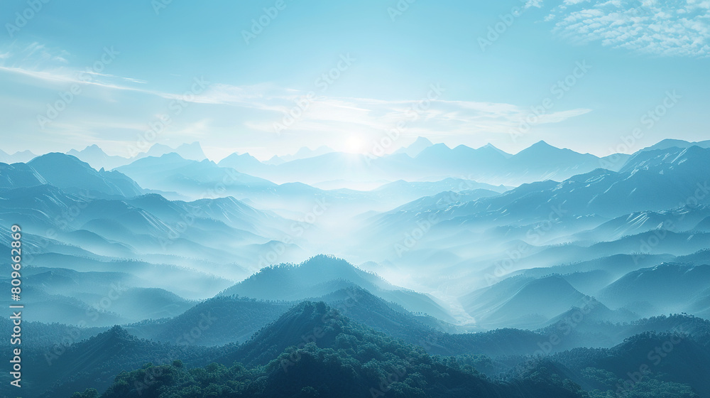 Fototapeta premium Breathtaking panorama of morning wild nature high in mountains