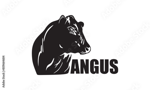 SIMPLE ANGUS CATTLE HEAD LOGO, silhouette of great  cow face vector illustrations