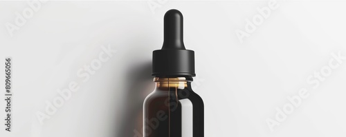 Modern serum dropper bottle isolated on white, minimalistic design with a focus on the dropper tip, perfect for highresolution displays