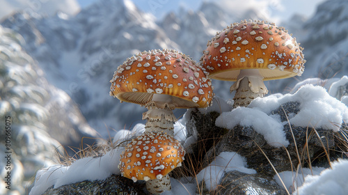 fly mushroom in mountain  photo