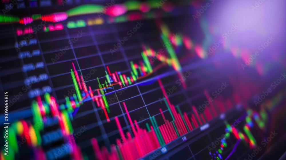 Stock charts are changing in different directions, graph, stocks, candlesticks, up, down, change, investment, business, Generative Ai. Stock charts are changing in different directions, graph, stocks, candlesticks, up, down, change, investment, business, Generative Ai.