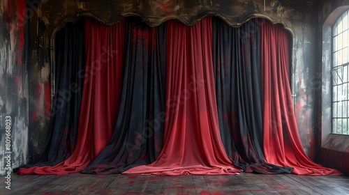 red curtain with a spotlight