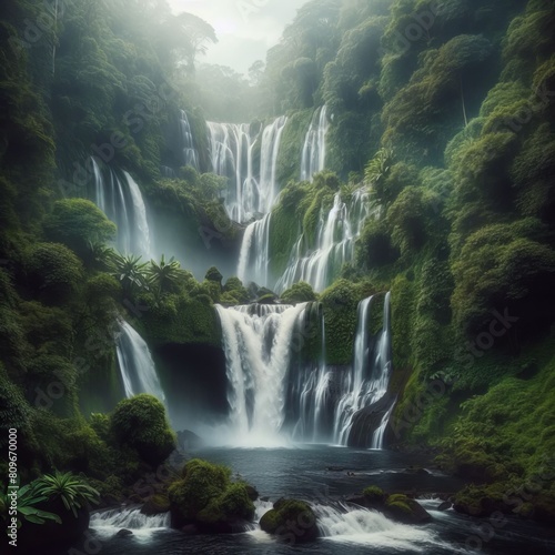 Beautiful waterfall in forest water natural