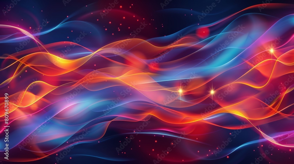 Vibrant Light Waves Abstract Background Generative AI