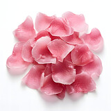 Candied rose petals - Rose petals coated in sugar syrup and dried, used as a garnish or confectionery decoration, single objects, white background for remove background.