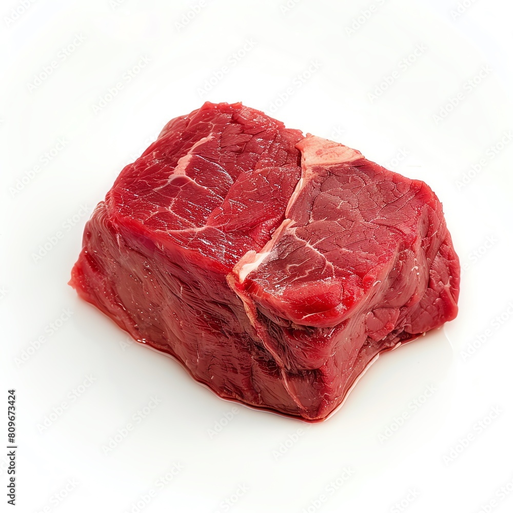 Fototapeta premium a Beef, vibrant with high detail, symmetrically isolated on white background, studio lighting, macro shot, sharp focus, perfectly centered
