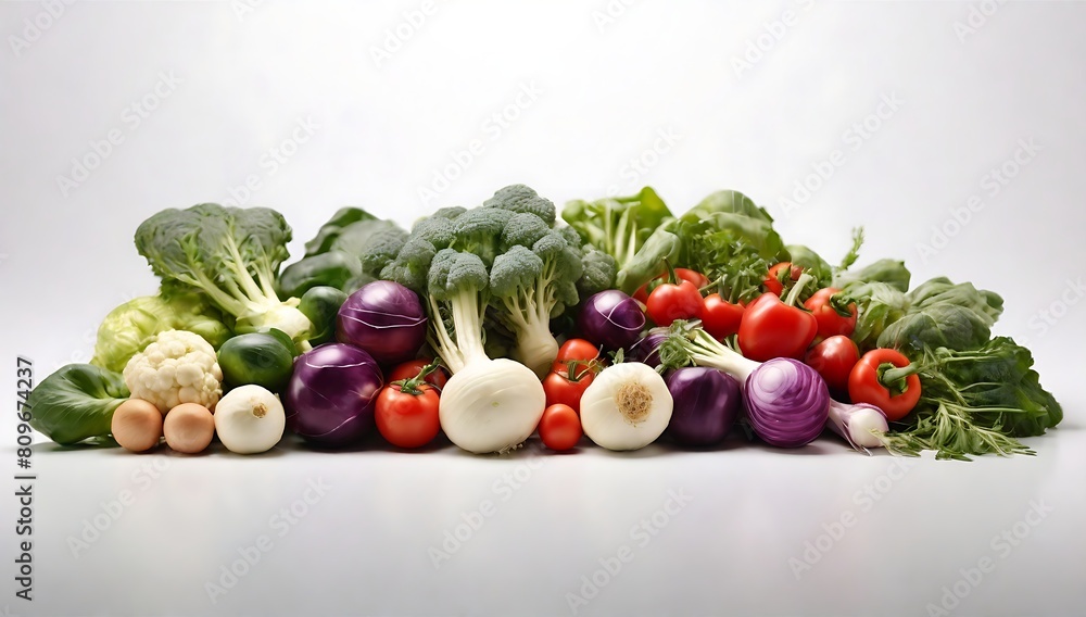 pile of vegetables isolated on gray background. pile of vegetables isolated on gray background.