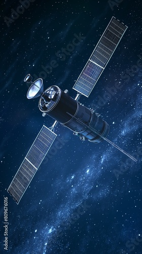 A Vertical Image Of A Communications Satellite In Geosynchronous Earth Orbit.