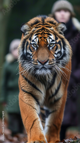 Photo of Tiger making eye contact with a woman © Tatiana