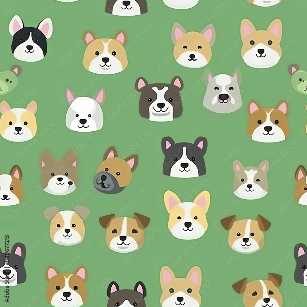 Cute dogs head seamless patterns, texture, background.