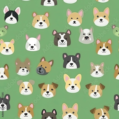 Cute dogs head seamless patterns  texture  background.