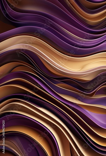 An image of elegant, overlapping waves in rich purple and golden brown shades, resembling luxurious textiles