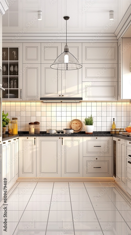 A Vertical Image Of A Kitchen with Wood Cabinets and Stainless Steel Stove. A Vertical Image Of A Kitchen with Wood Cabinets and Stainless Steel Stove.