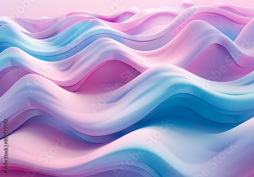 Soft pastel waves blend pink and blue hues, offering a visual sensation of gentle undulation like calm seas