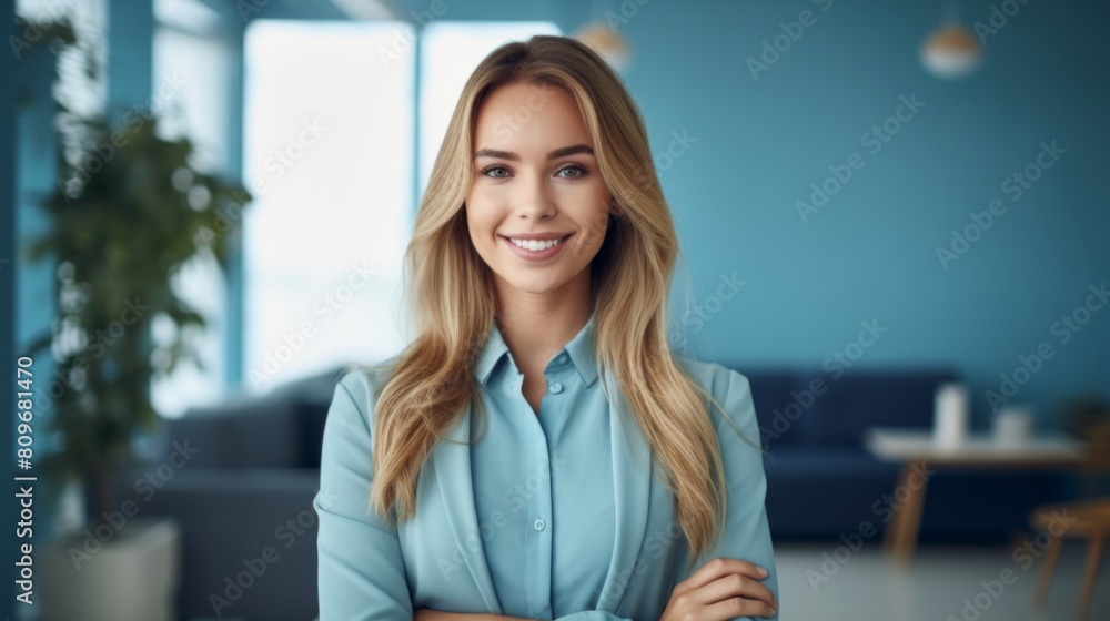 Smiling beautiful female professional manager standing with arms crossed looking at camera, happy confident business woman corporate leader boss ceo posing in office, headshot close up portrait Smiling beautiful female professional manager standing with arms crossed looking at camera, happy confident business woman corporate leader boss ceo posing in office, headshot close up portrait