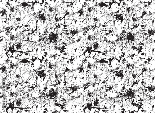 Abstract seamless grunge pattern. Old grey dirty wall with spots and splash of paint. Messy worned monochrome vector background. Suitable for wallpaper design, wrapping paper or fabric