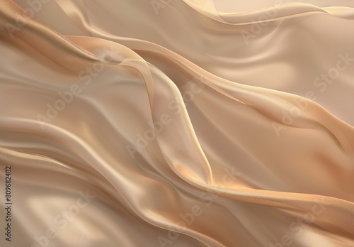 This image showcases a close-up of a smooth silky beige fabric texture which conveys a sense of luxury  softness  and elegance
