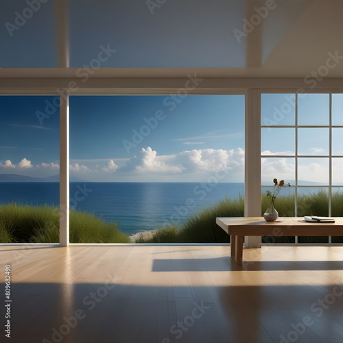 room with view from the window to the sea