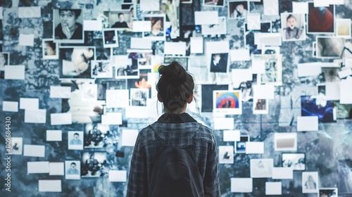 A person trapped in a maze of social media notifications