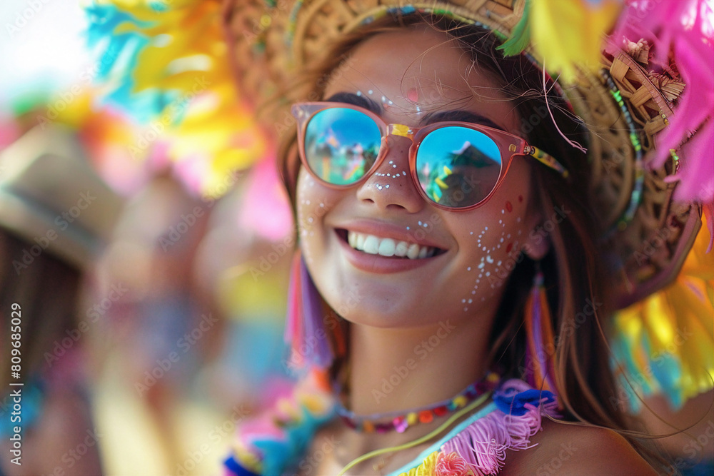 Image of cheerful people enjoy summer weekend in amusement park made with generative AI Image of cheerful people enjoy summer weekend in amusement park made with generative AI