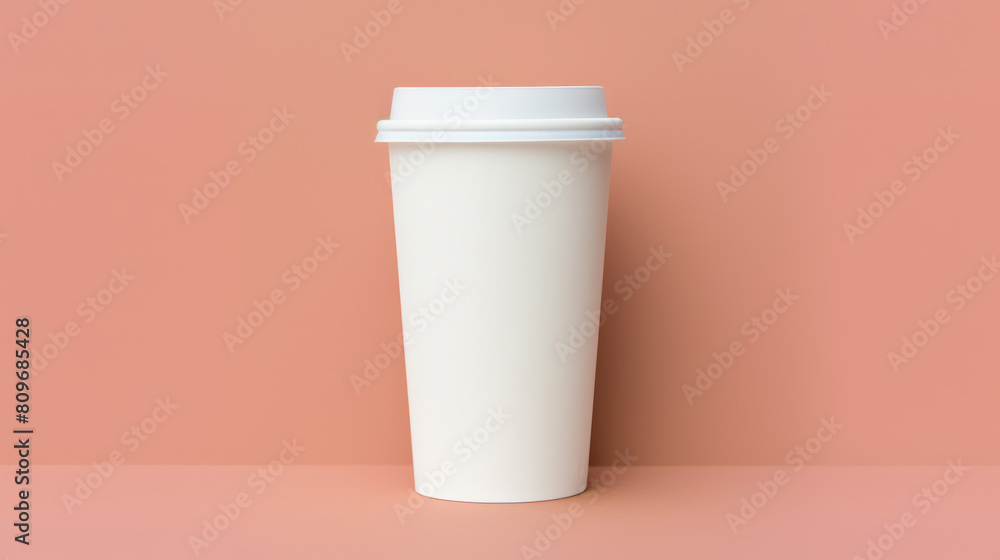 White paper cup of coffee on a pink background. Space for text or design. White paper cup of coffee on a pink background. Space for text or design.