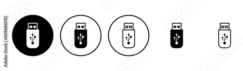 Usb icon set. Flash disk icon vector