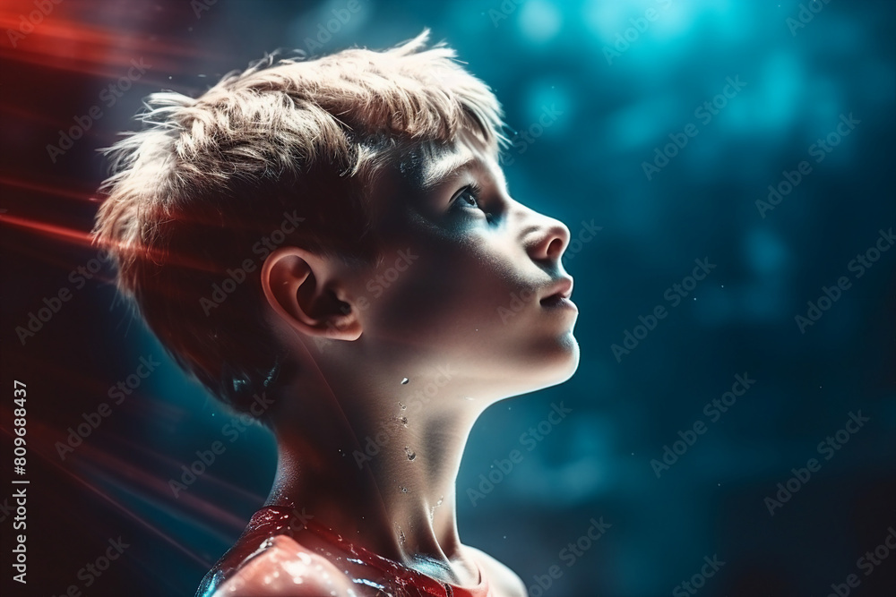 Generative AI portrait of small cute adorable baby football gamer Generative AI portrait of small cute adorable baby football gamer