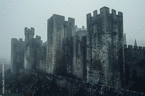 A castle with a clock on top