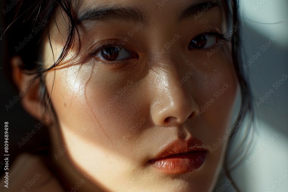 Close Up of a Woman Face With Dark Hair Close Up of a Woman Face With Dark Hair