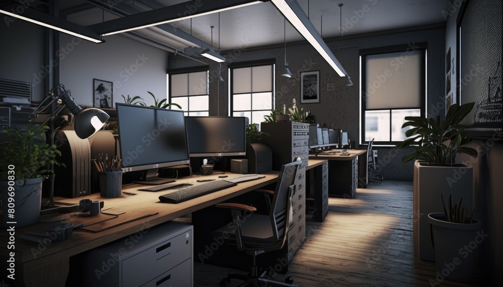 Office interior in modern style concept. Office interior in modern style concept.