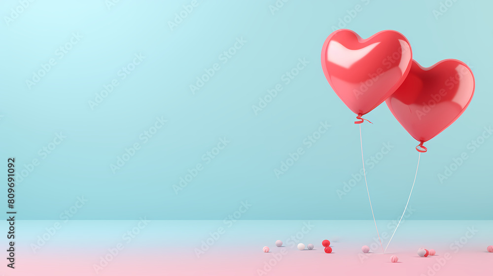 Red heart shaped balloon floating in the sky