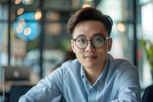 Man With Glasses Sitting at Table